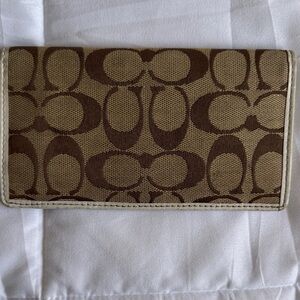 Vintage Coach Signature Brown and Tan Wallet in Good Condition
